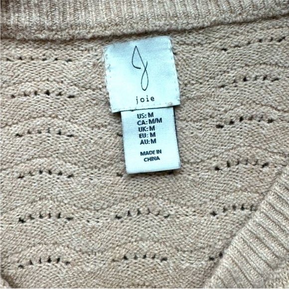 JOIE Beige / Cream / Tan Knit Sweater - Size Medium - 3/4 Sleeves - Picture 9 of 12